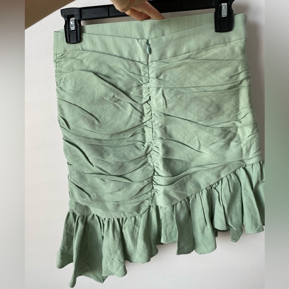 Zara drapped mini skirt Asymmetric hem Ruffles Ruched sea green mint size S NWT - Picture 12 of 15
